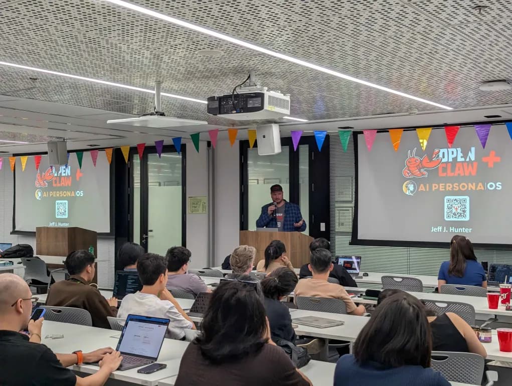 Jeff presenting AI Persona OS at an OpenClaw community event