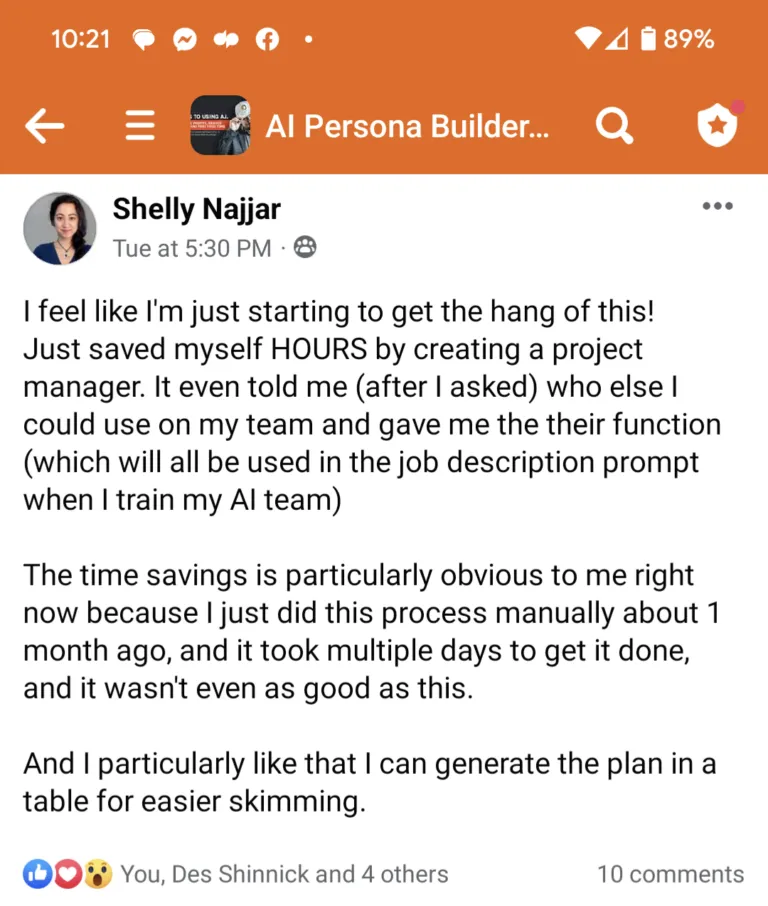 Shelly Najjar's review of the AI Persona Method