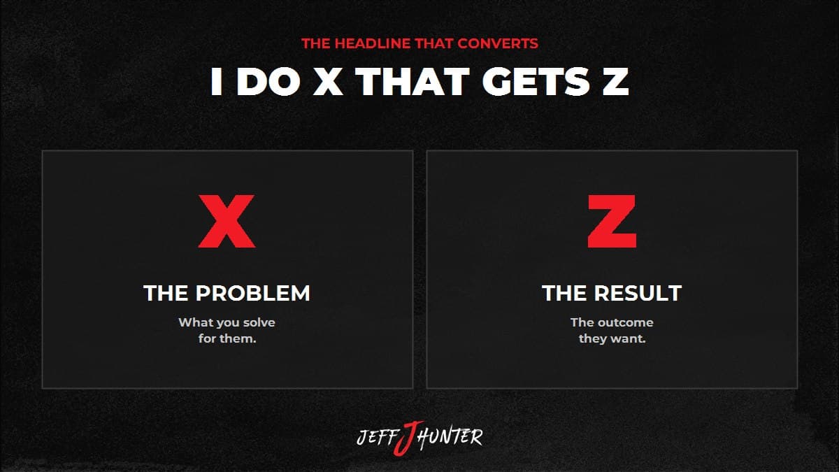 The LinkedIn headline formula: I do X that gets you Z - X is the problem you solve, Z is the result they want