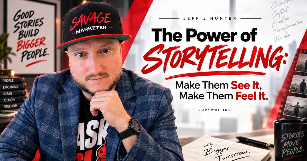 The power of storytelling by Jeff J Hunter, make them see it and make them feel it